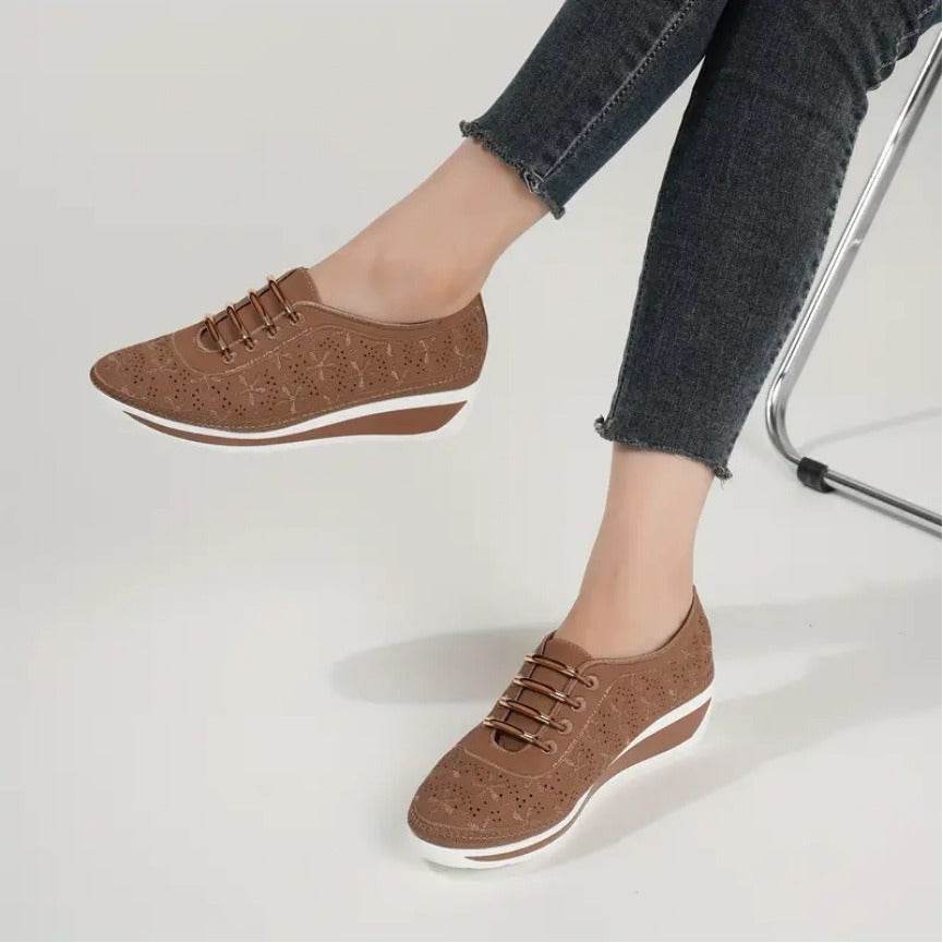 Female Wedge Hollow-out Lace-up Casual Shoes - MYLUXURY LANE ENTERPRISE