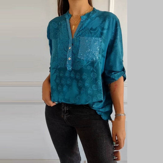 European And American Women's Clothing Fashion Elegant Printed Shirt Top - MYLUXURY LANE ENTERPRISE