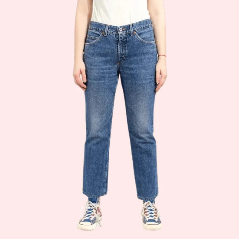 Women's 90s Blue Denim Straight Leg Jeans - MYLUXURY LANE ENTERPRISE