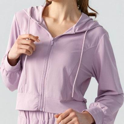 Women's Long-sleeved Zipper Cardigan Hooded Running Sports Workout Clothes - MYLUXURY LANE ENTERPRISE