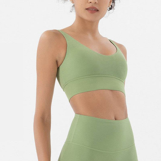 Double-sided Brushed Deep V Beautiful Back Sports Bra - MYLUXURY LANE ENTERPRISE