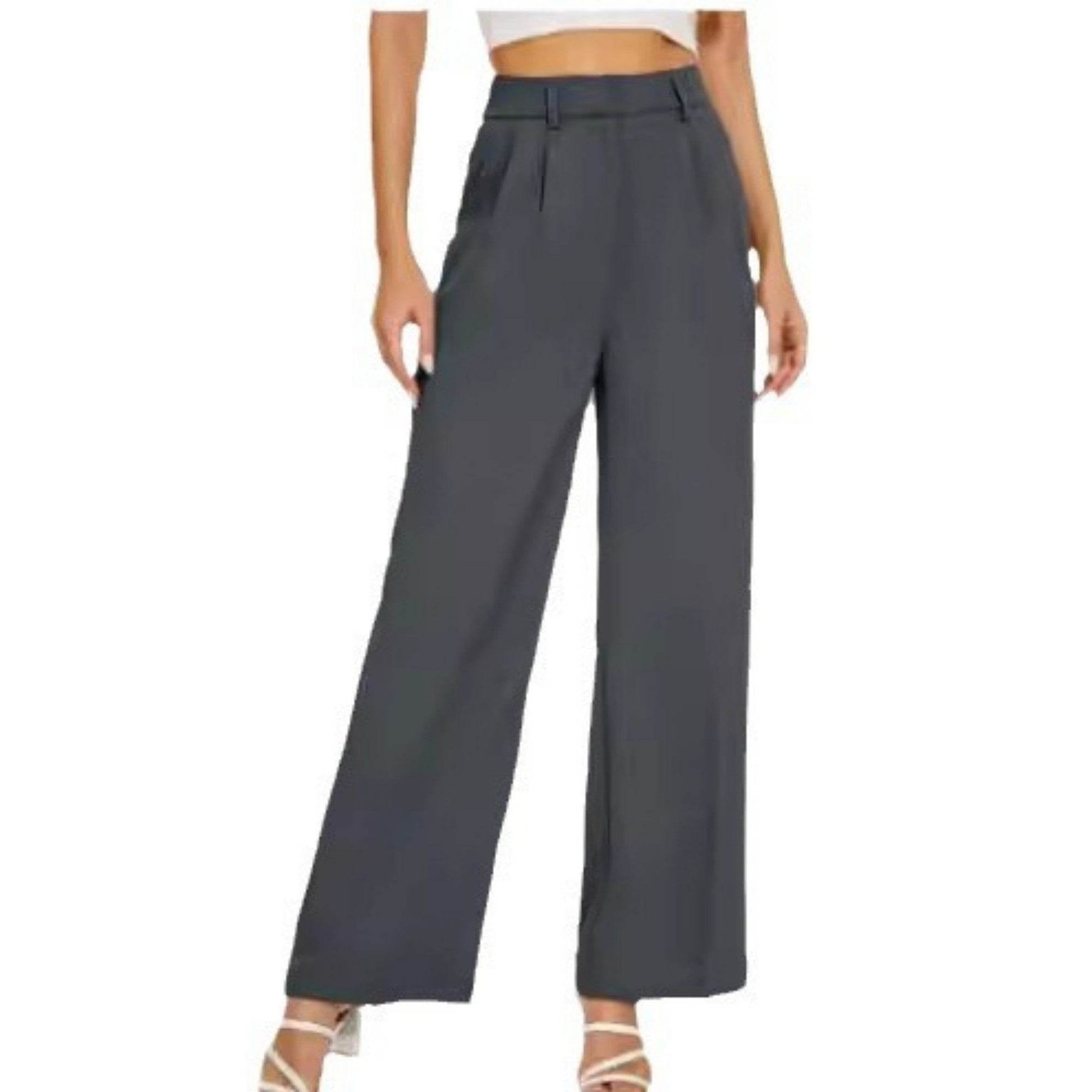 High Waist Straight Trousers With Pockets Wide Leg Casual Pants For Women - MYLUXURY LANE ENTERPRISE