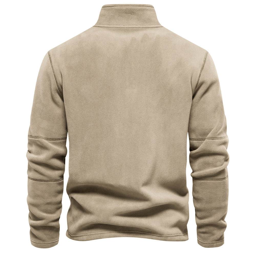 Fashion Personality Stand-collar Zippered Sweatshirt With Fleece Winter Casual Pullover Top Men's Clothing - MYLUXURY LANE ENTERPRISE