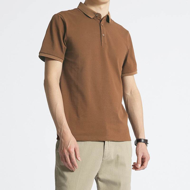 Solid Color Men's Business Short Sleeve Lapel T-shirt - MYLUXURY LANE ENTERPRISE