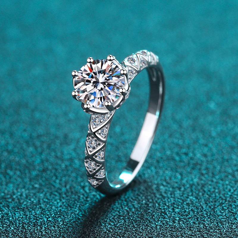 S925 Sterling Silver Female Pt950 Gold Plated Moissanite Ring - MYLUXURY LANE ENTERPRISE