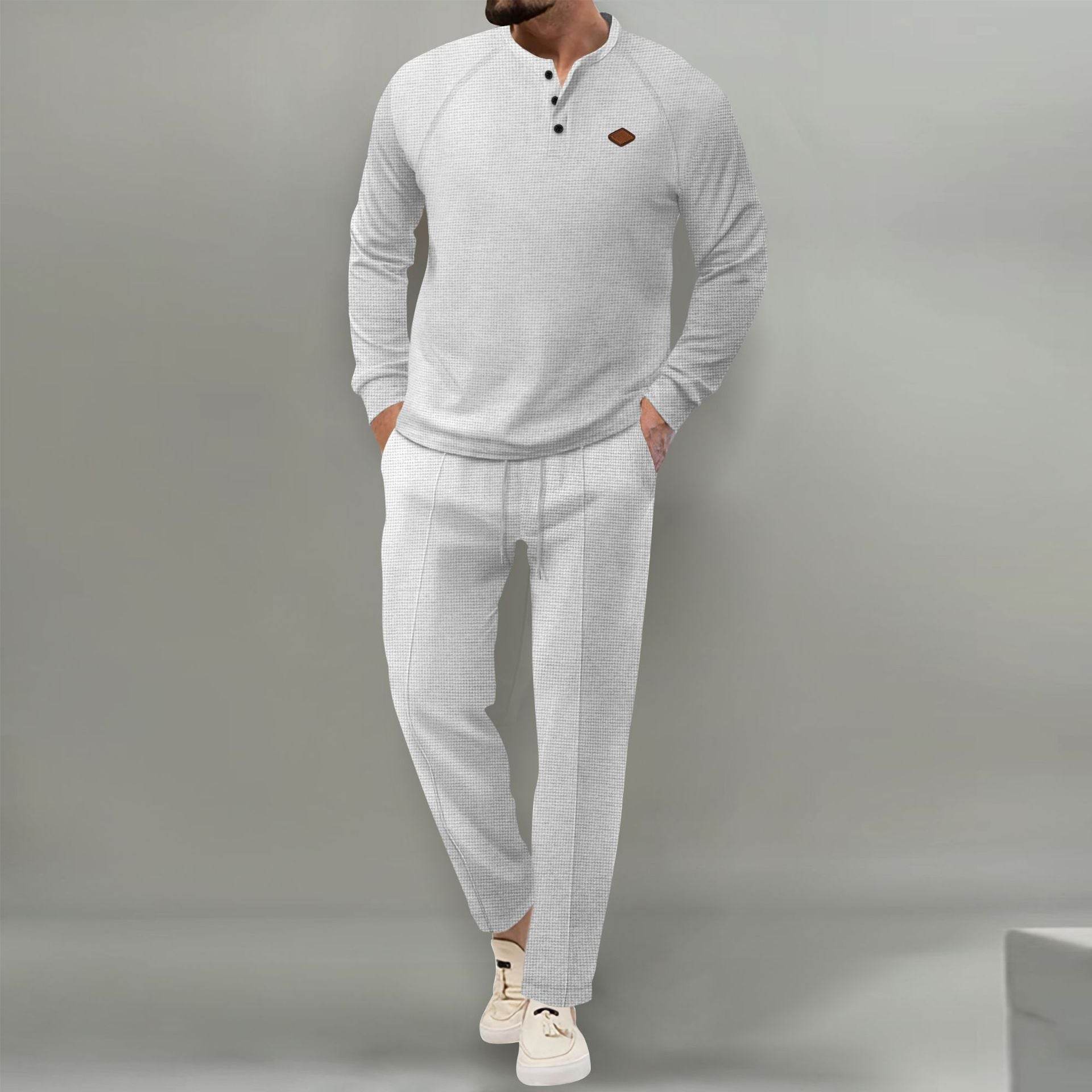 Men's Solid Color Long Sleeve Trousers Suit - MYLUXURY LANE ENTERPRISE