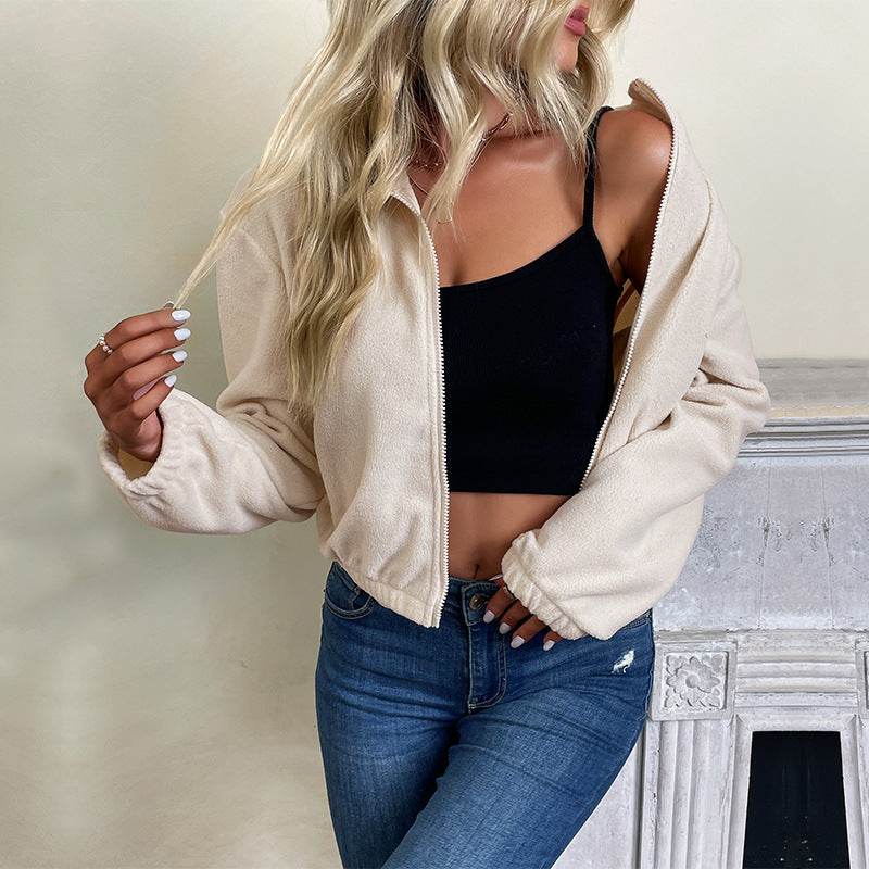 Solid Color Polar Fleece Jacket Women - MYLUXURY LANE ENTERPRISE