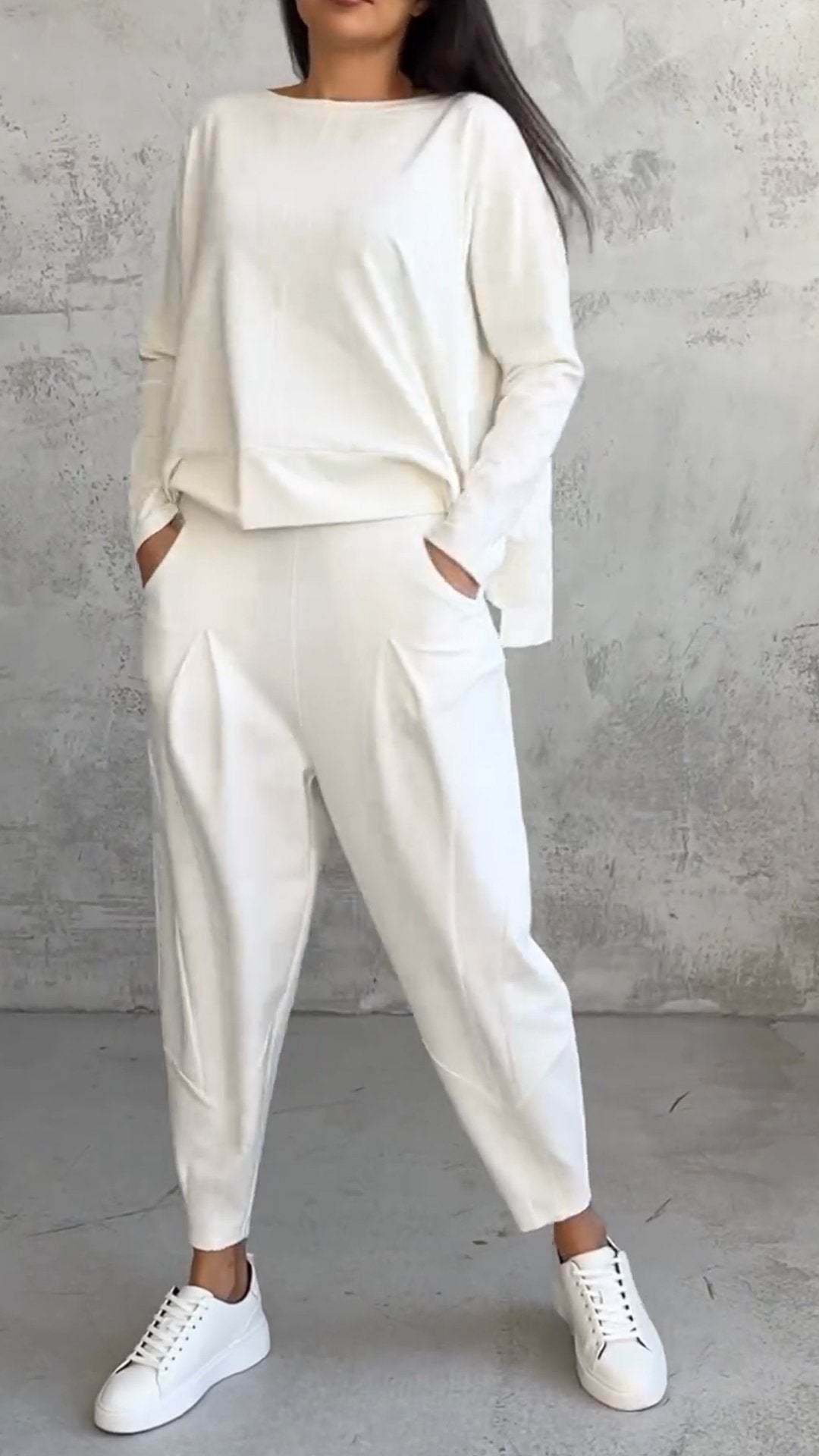 Women's Irregular Design Long-sleeved Sweater Harem Pants Suit - MYLUXURY LANE ENTERPRISE