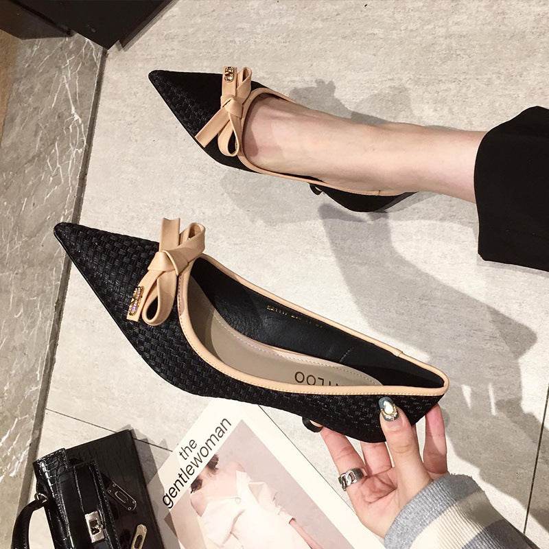 Women's Leather Bow Stiletto Pointed High Heels - MYLUXURY LANE ENTERPRISE