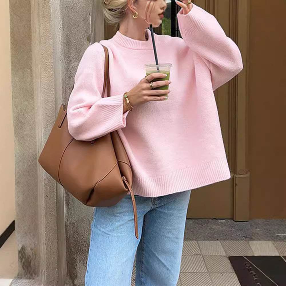 Sweet Crew Neck Pullover Sweater Winter Fashion Loose Long-sleeved Tops For Women Clothing - MYLUXURY LANE ENTERPRISE