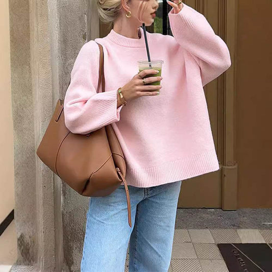 Sweet Crew Neck Pullover Sweater Winter Fashion Loose Long-sleeved Tops For Women Clothing - MYLUXURY LANE ENTERPRISE