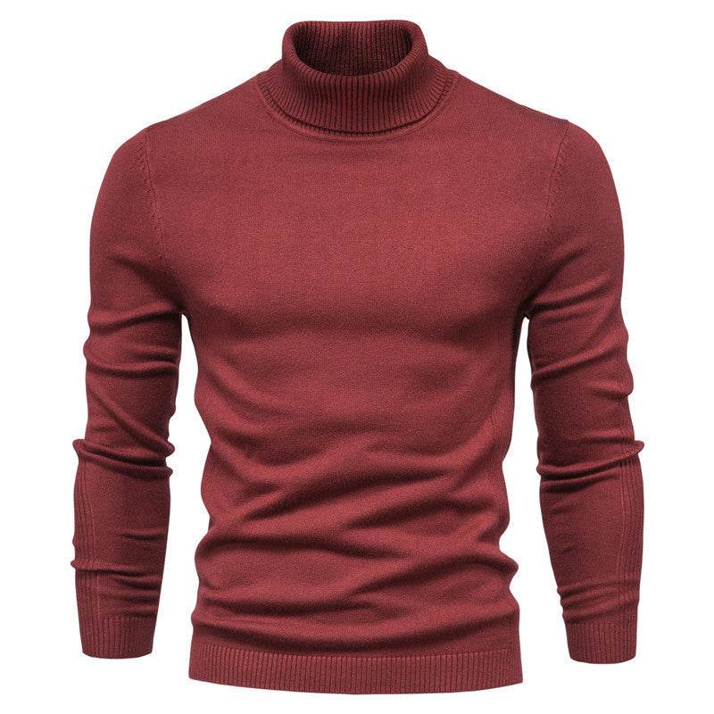 Men's Solid Color Slim Pullover Turtleneck Sweater Winter Casual Tops Clothing - MYLUXURY LANE ENTERPRISE