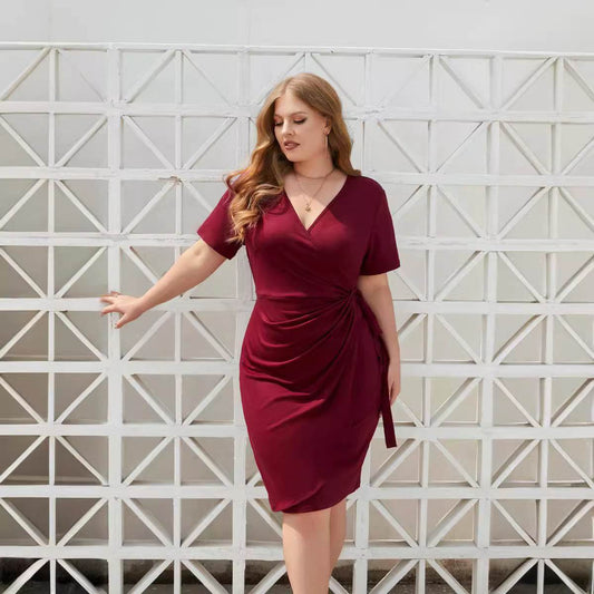Plus Size Women's Solid Color Casual Holiday Dress - MYLUXURY LANE ENTERPRISE