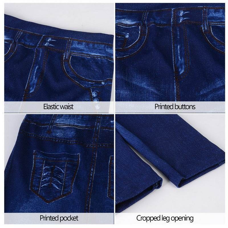 Seamless Imitation Denim Print Leggings Hollow Sexy Leggings - MYLUXURY LANE ENTERPRISE