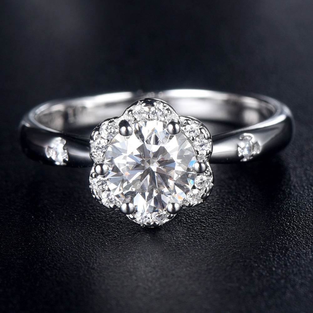 S925 Sterling Silver Ring Women's Broken Diamond Flower Moissanite Proposal - MYLUXURY LANE ENTERPRISE