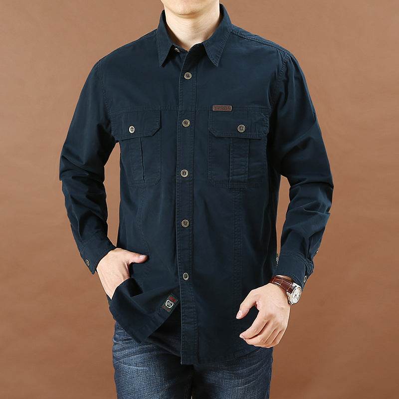 Men's Casual Loose Long Sleeve Solid Color Shirt - MYLUXURY LANE ENTERPRISE