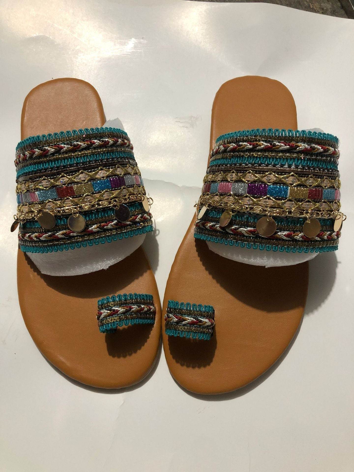Women's Flat Sandals Bohemian Toe Covering - MYLUXURY LANE ENTERPRISE
