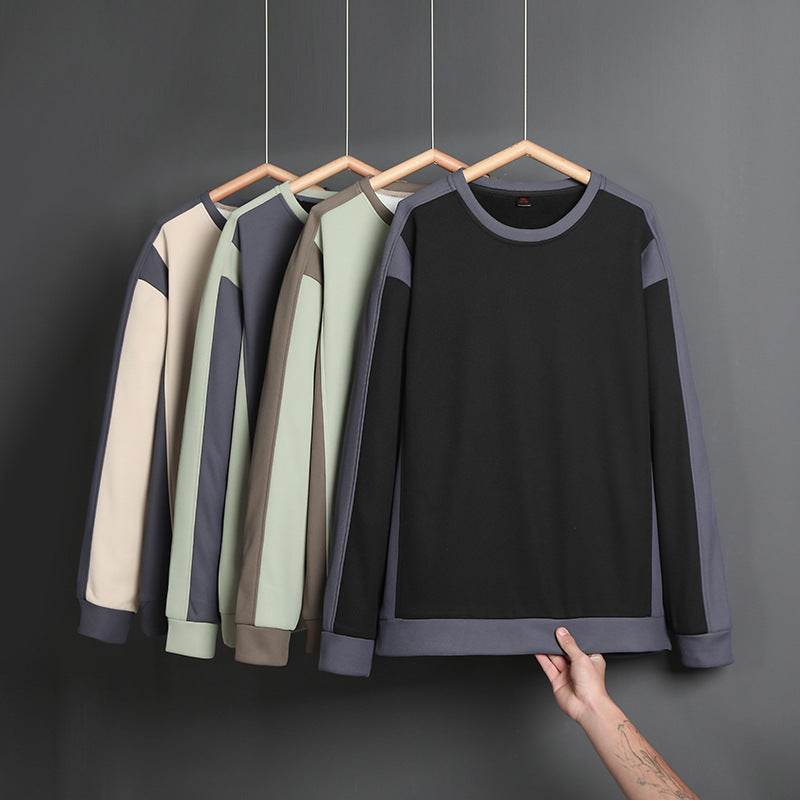 Rib Stitching Crew Neck Pullover Sweatshirt - MYLUXURY LANE ENTERPRISE