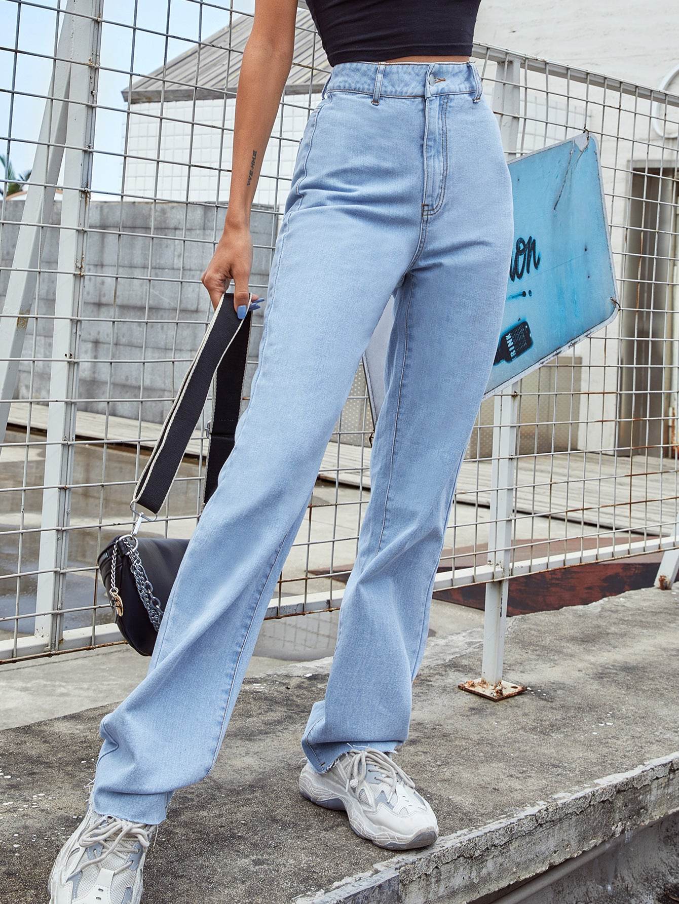 Women's Straight Loose High Waist Denim Trousers - MYLUXURY LANE ENTERPRISE