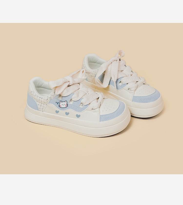 Cute Girls' Sneakers Lace-up Low-top White Shoes - MYLUXURY LANE ENTERPRISE