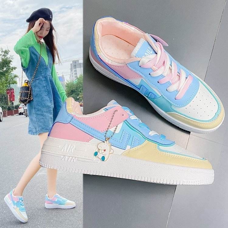 Soft Girl Flat Color-blocking Sneaker Street Shooting Casual Easy Wear Borad Shoe - MYLUXURY LANE ENTERPRISE