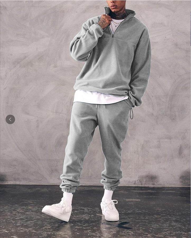 Casual Stand Collar Thick Long Sleeve T-shirt Loose Fleece-lined Suit - MYLUXURY LANE ENTERPRISE