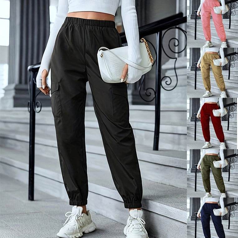 New Cargo Pants Fashion Casual Multi-pocket Elastic Waist Pencil Pants For Women - MYLUXURY LANE ENTERPRISE
