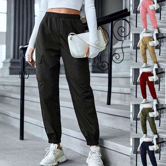 New Cargo Pants Fashion Casual Multi-pocket Elastic Waist Pencil Pants For Women - MYLUXURY LANE ENTERPRISE