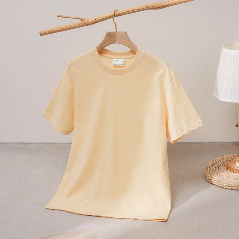 240 Cotton Short Sleeve Double Yarn Heavy T Men And Women Loose Round Neck - MYLUXURY LANE ENTERPRISE