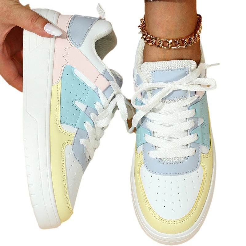 Trendy Fashion Platform Sneakers Soft Bottom Comfortable Lace-up Outdoor Casual Flat Shoes - MYLUXURY LANE ENTERPRISE
