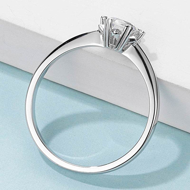 Moissanite Ring Straight Arm Snowflake 50 Points Simple And Sweet - MYLUXURY LANE ENTERPRISE