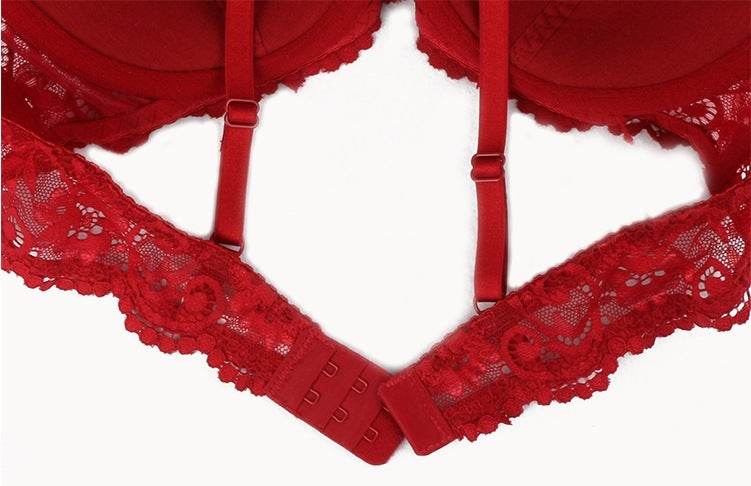 9177 Three-piece Set Sexy Lace Lingerie Push Up Bra Half Cup Garter Bra Set - MYLUXURY LANE ENTERPRISE