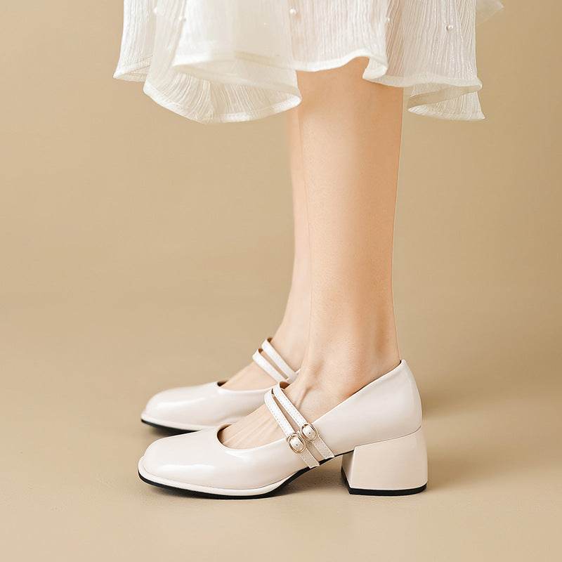 French Style Mary Jane Women's Chunky Heel Leather Retro Shoes - MYLUXURY LANE ENTERPRISE