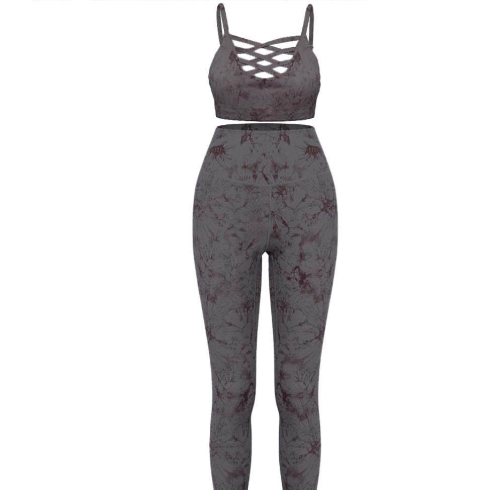 Summer Tie Dye Yoga Sets Sexy Shockproof Bra Push Up Women's Leggings - MYLUXURY LANE ENTERPRISE