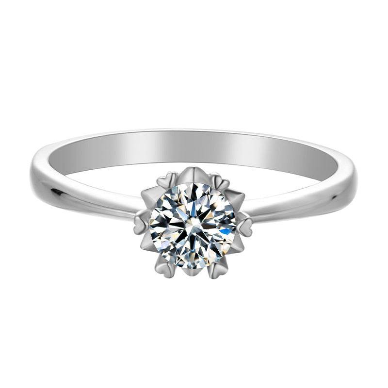 Moissanite Ring Straight Arm Snowflake 50 Points Simple And Sweet - MYLUXURY LANE ENTERPRISE