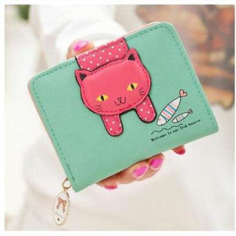 Short Cute Zipper Cartoon Cat Printing Student Coin Purse - MYLUXURY LANE ENTERPRISE