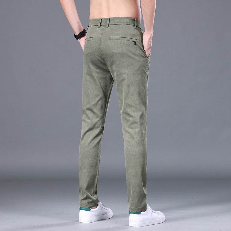 Men's Tencel Straight Trousers Slim Fit Skinny Pants - MYLUXURY LANE ENTERPRISE