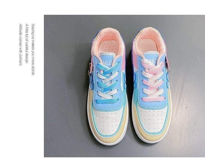 Soft Girl Flat Color-blocking Sneaker Street Shooting Casual Easy Wear Borad Shoe - MYLUXURY LANE ENTERPRISE