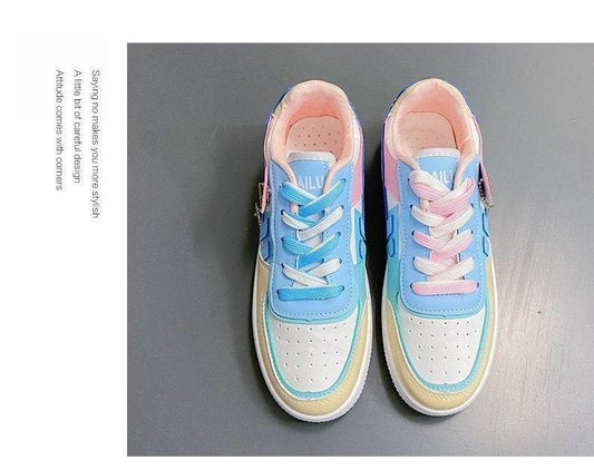 Soft Girl Flat Color-blocking Sneaker Street Shooting Casual Easy Wear Borad Shoe - MYLUXURY LANE ENTERPRISE