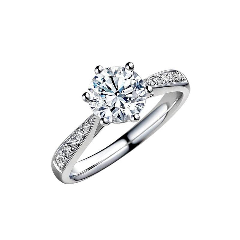 Moissanite Sterling Silver 18K White Gold Plated Ring - MYLUXURY LANE ENTERPRISE
