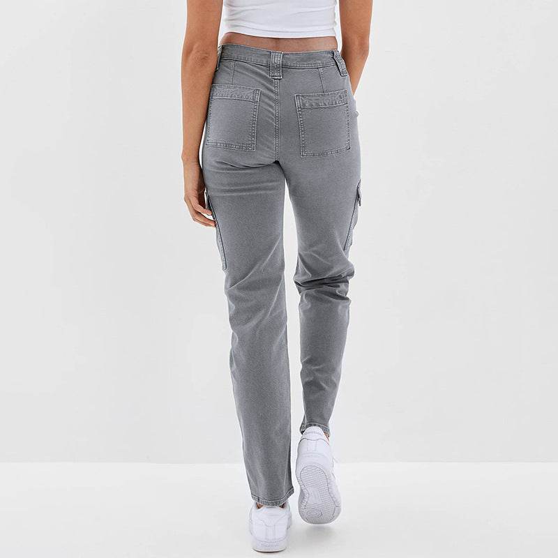 Women's Jeans Multi-bag High Waist Wash Straight - MYLUXURY LANE ENTERPRISE