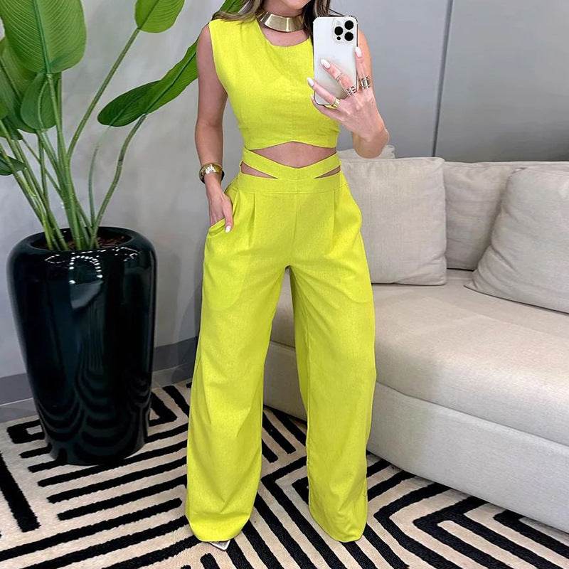Female Fashion Hot Girl Backless Slim Fit Yellow Suit - MYLUXURY LANE ENTERPRISE