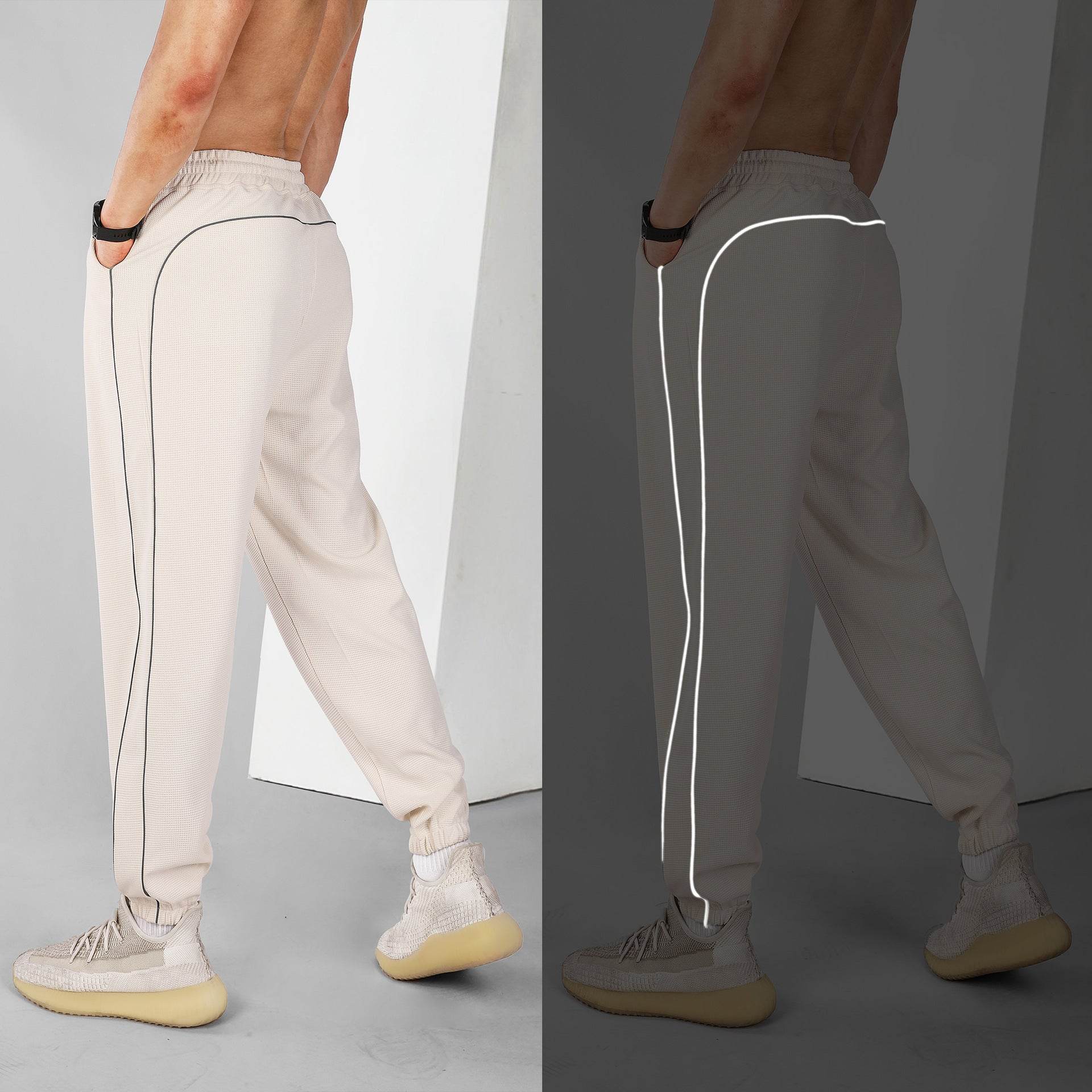 Running Training Reflective Ankle-tied Slim Fit Exercise Casual Pants Men - MYLUXURY LANE ENTERPRISE