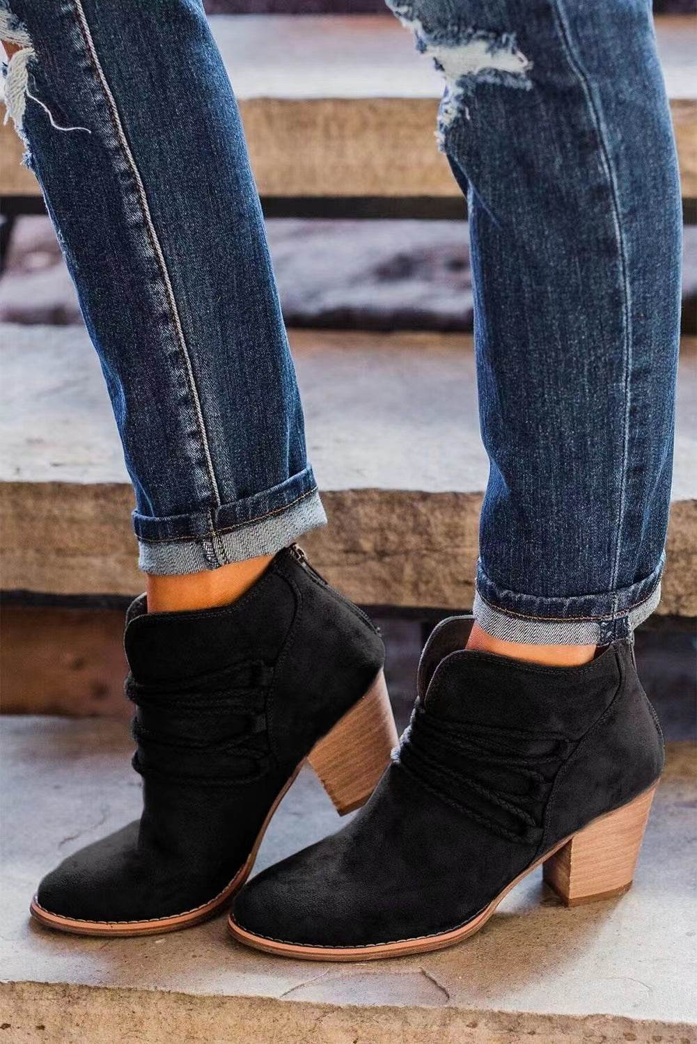 Mid Heel Boots Women's Chunky Heel Martin Boots - MYLUXURY LANE ENTERPRISE