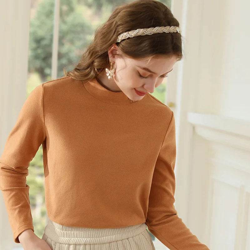 Lace Stand-up Collar Long Sleeve T-shirt Shirt Inner Wear Blouse Warm Slim-fit Flattering - MYLUXURY LANE ENTERPRISE