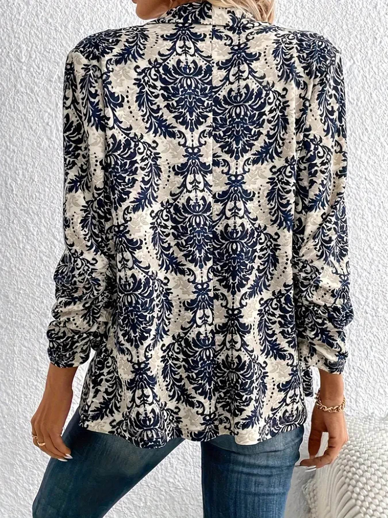 Women's Fashionable Cardigan Lapel Long Sleeve Printed Jacket Small Suit - MYLUXURY LANE ENTERPRISE