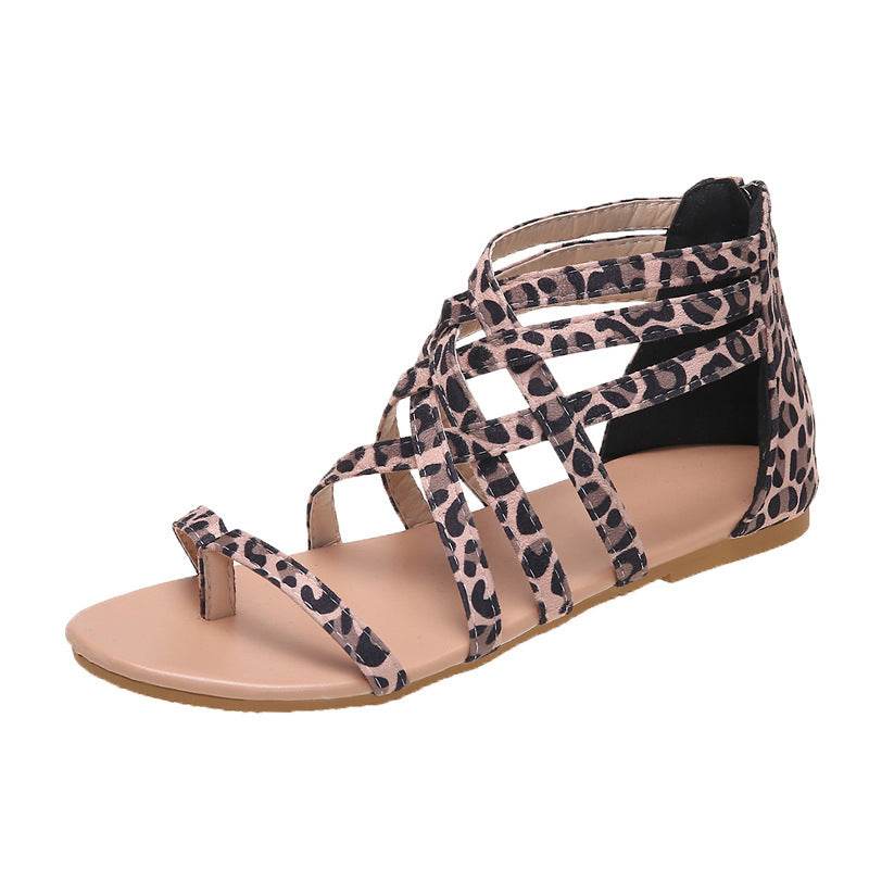 Women's Woven Cross Strap Back Zipper Sandals - MYLUXURY LANE ENTERPRISE