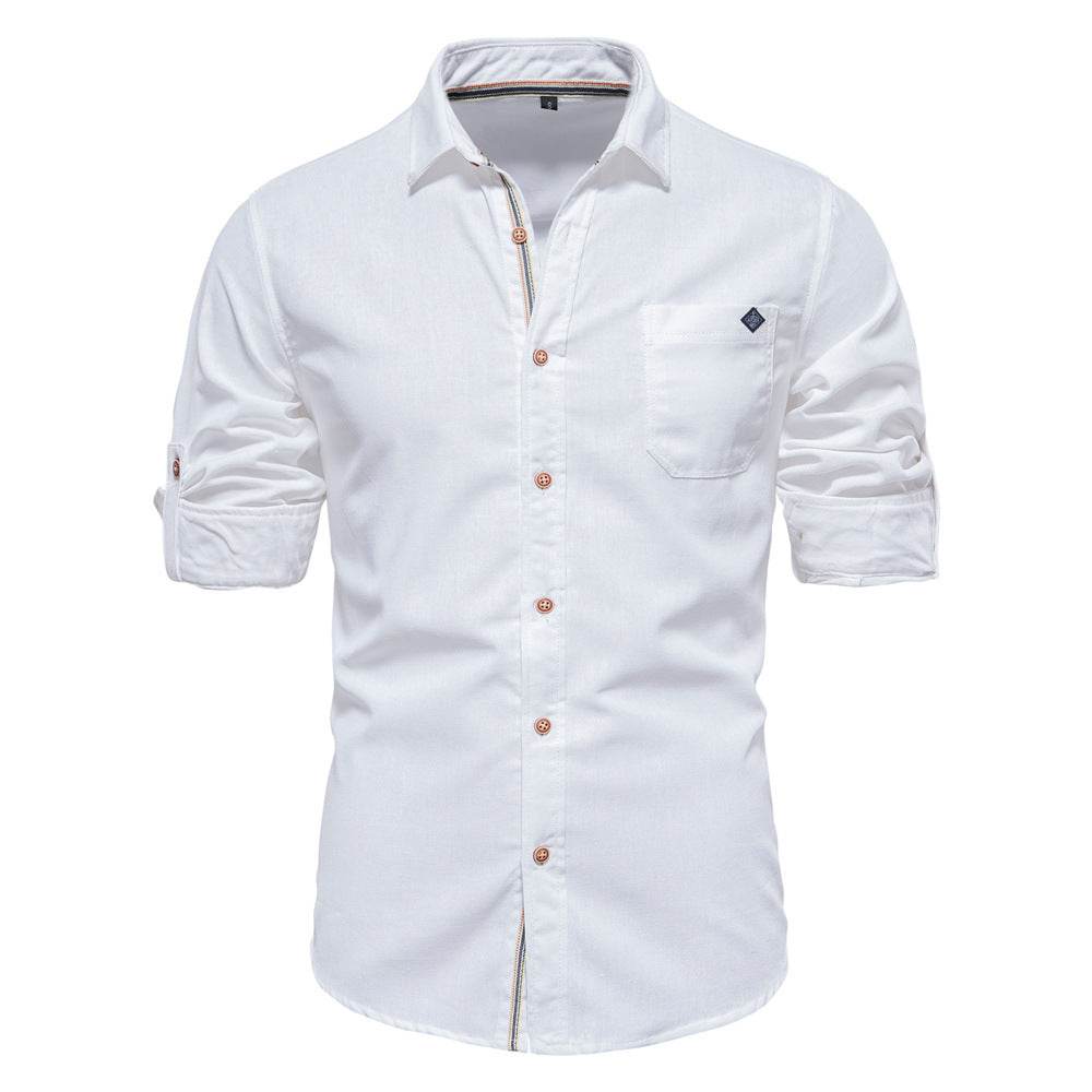 Men's Fashion Casual Lapel Long Sleeve Shirt - MYLUXURY LANE ENTERPRISE