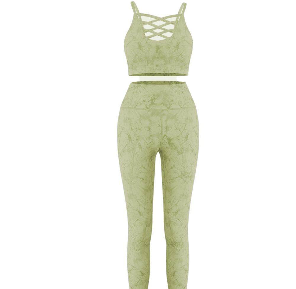 Summer Tie Dye Yoga Sets Sexy Shockproof Bra Push Up Women's Leggings - MYLUXURY LANE ENTERPRISE