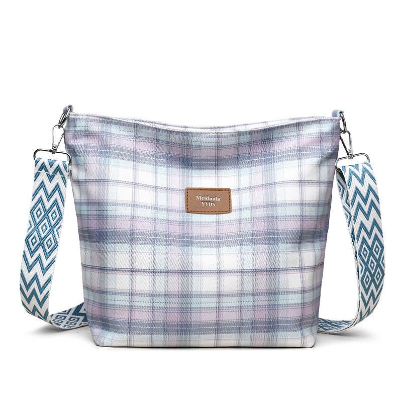 Large Capacity Contrast Color Check One-shoulder Versatile Commuter Messenger Bag - MYLUXURY LANE ENTERPRISE